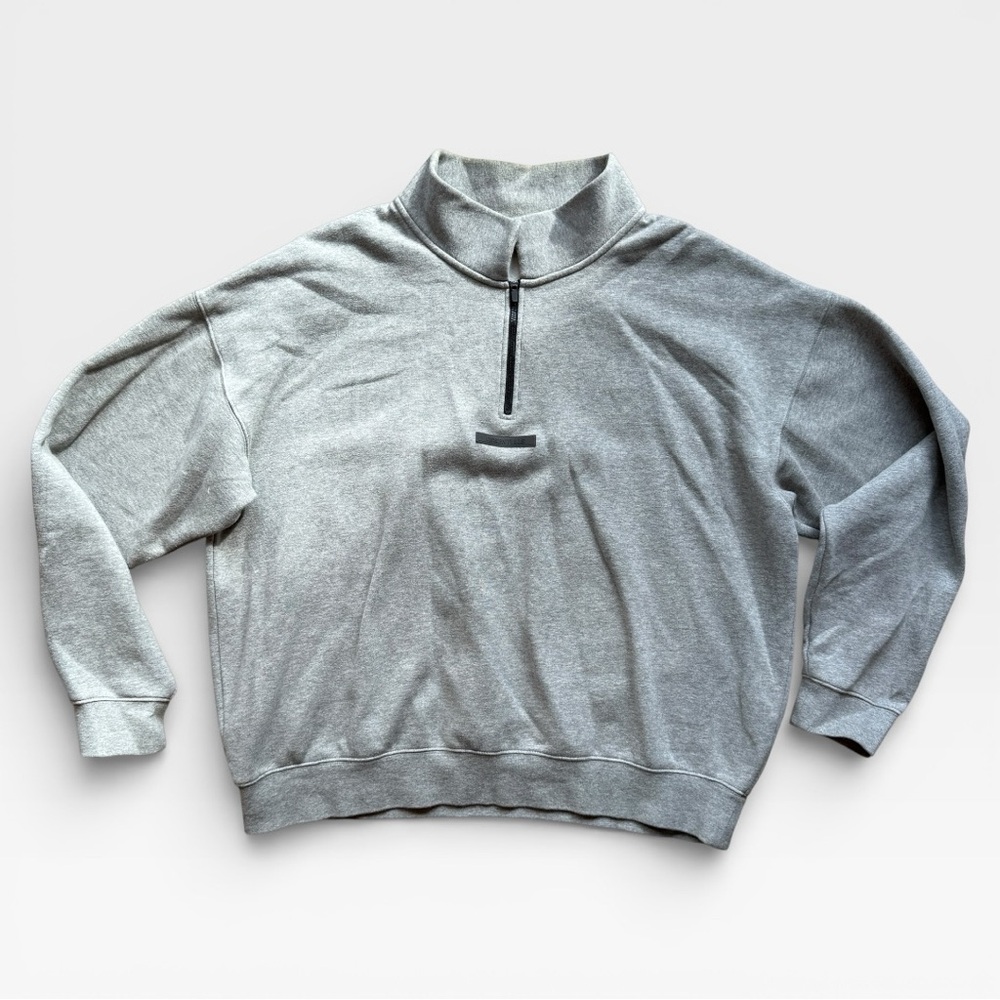 Fear of God Essentials Light Gray Quarter Zip Mock neck Sweater